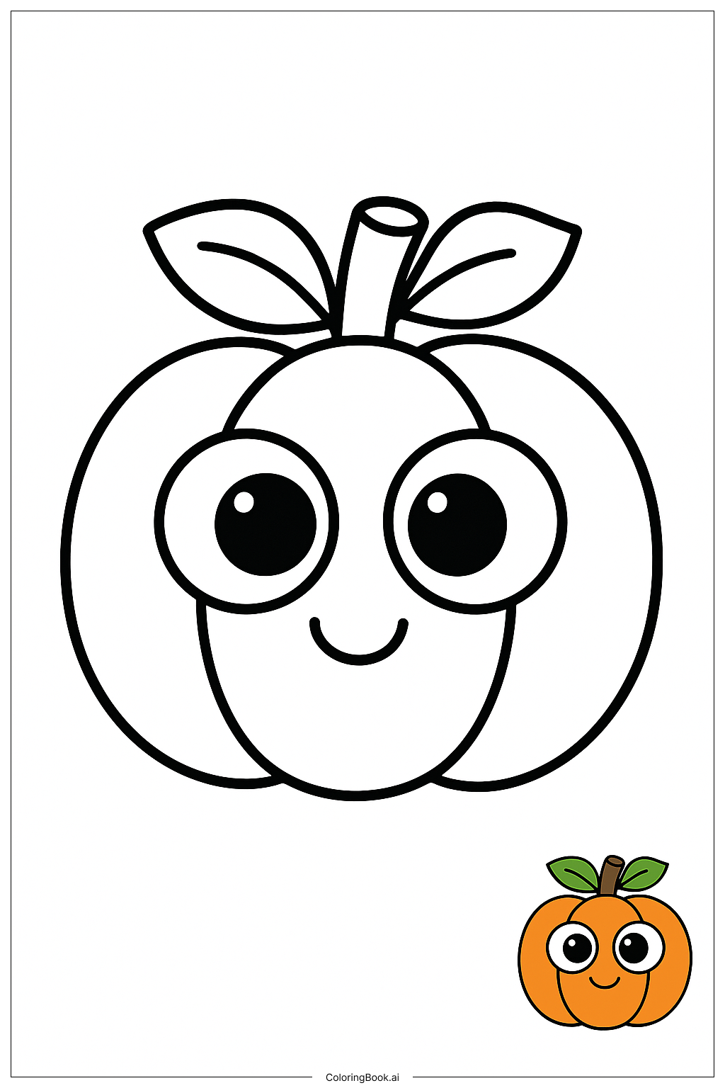  Kürbis mit cartoonhaften Augen Ausmalseite 