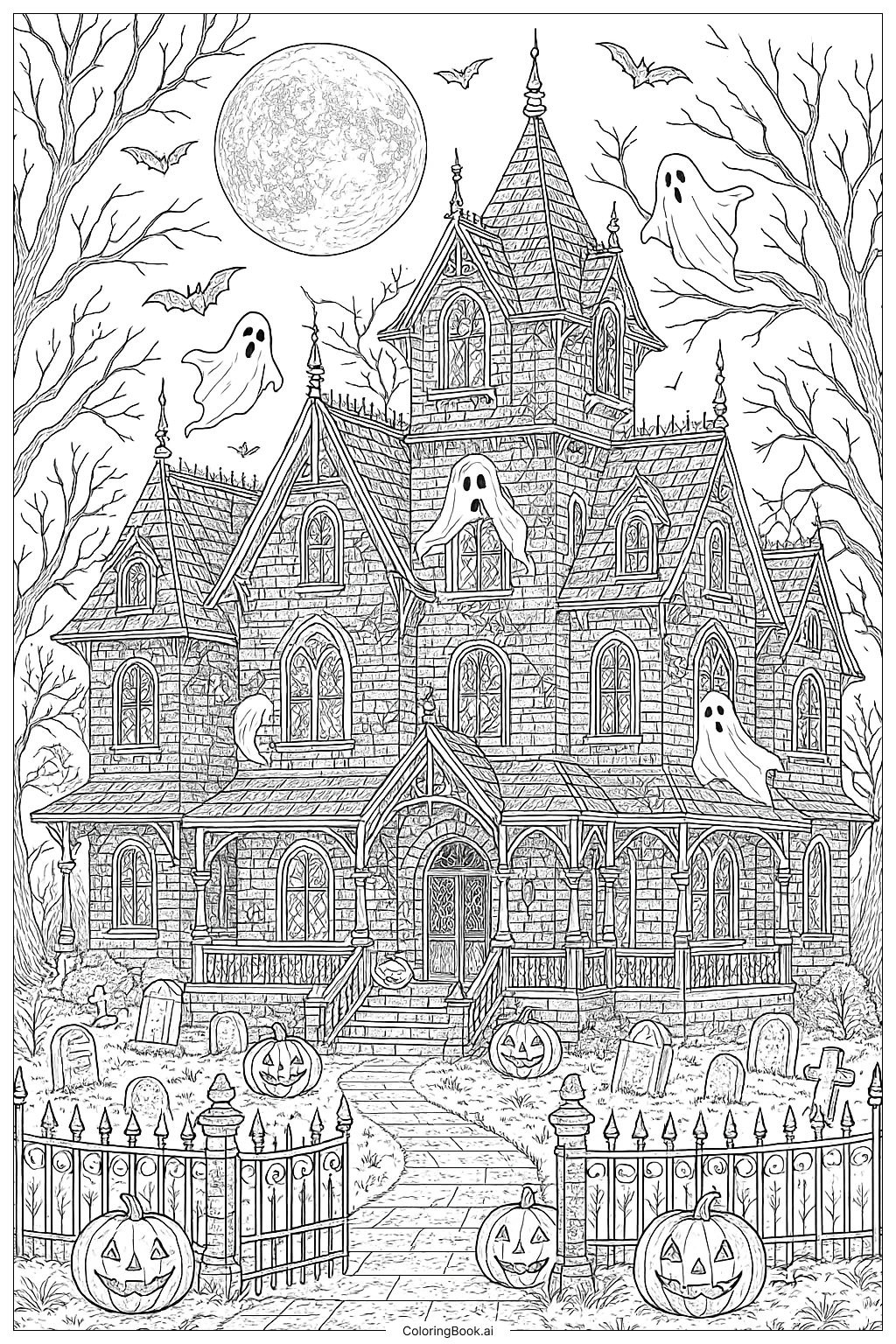 Ein detailliertes Spukhaus für Halloween 2025