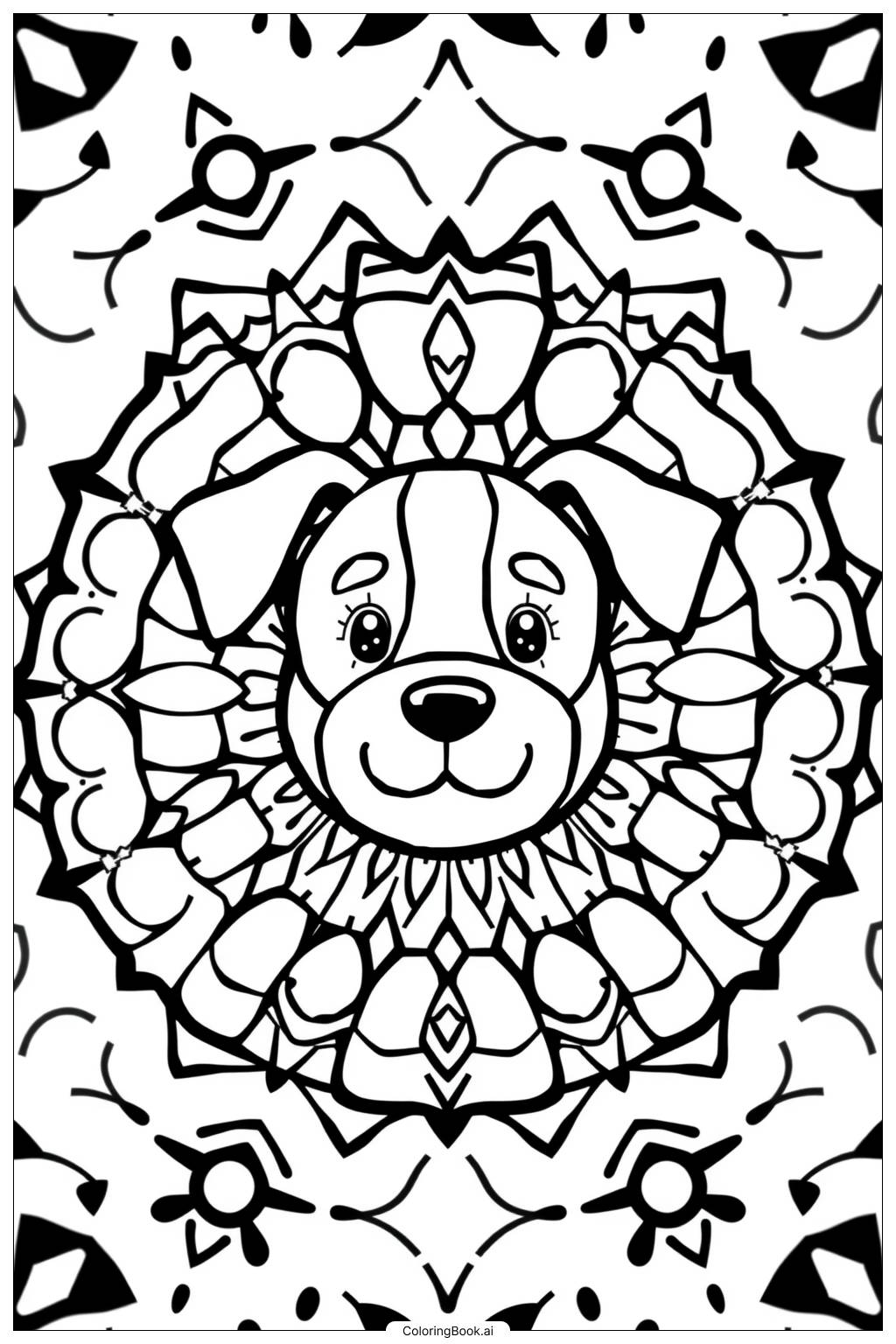  Page de coloriage Mandala de Chien Facile 