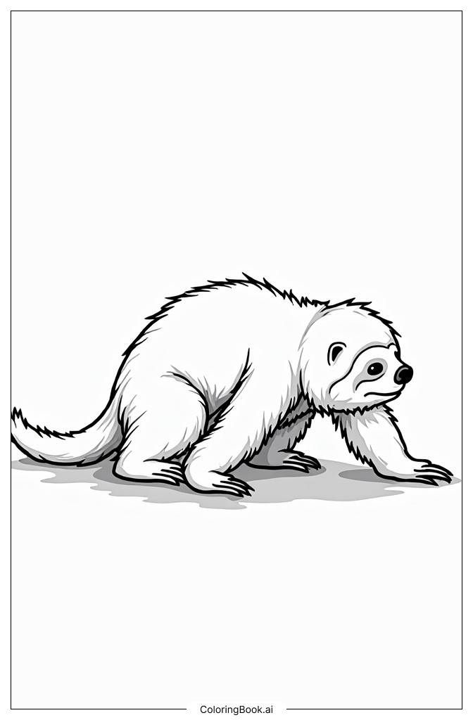  Sloth slowly crawling Coloring Page 