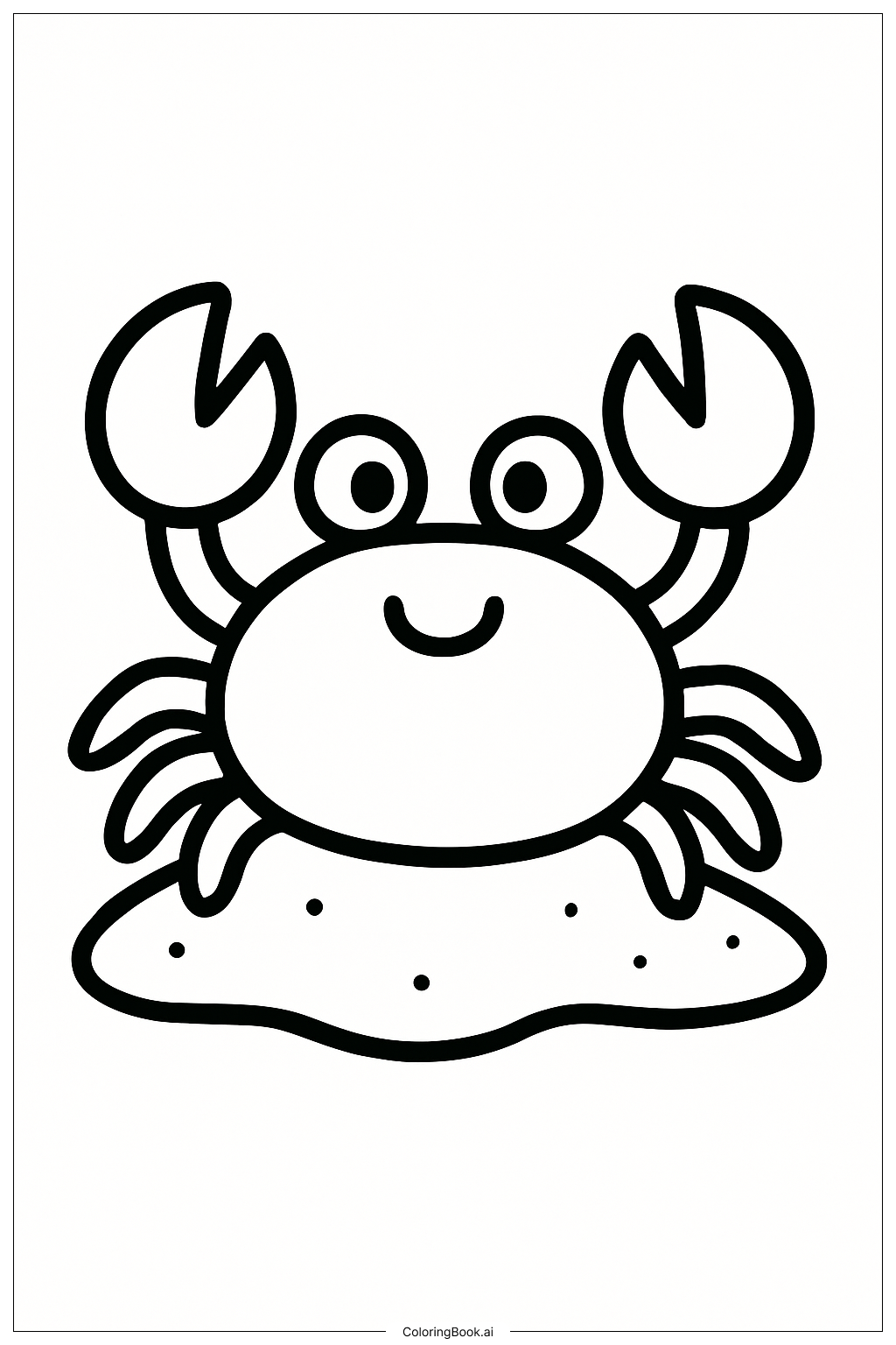 A Cute Summer Crab On Sand Coloring Page 
