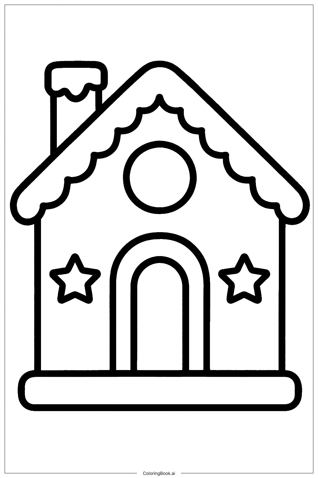  Gingerbread House With A Round Window Coloring Page 