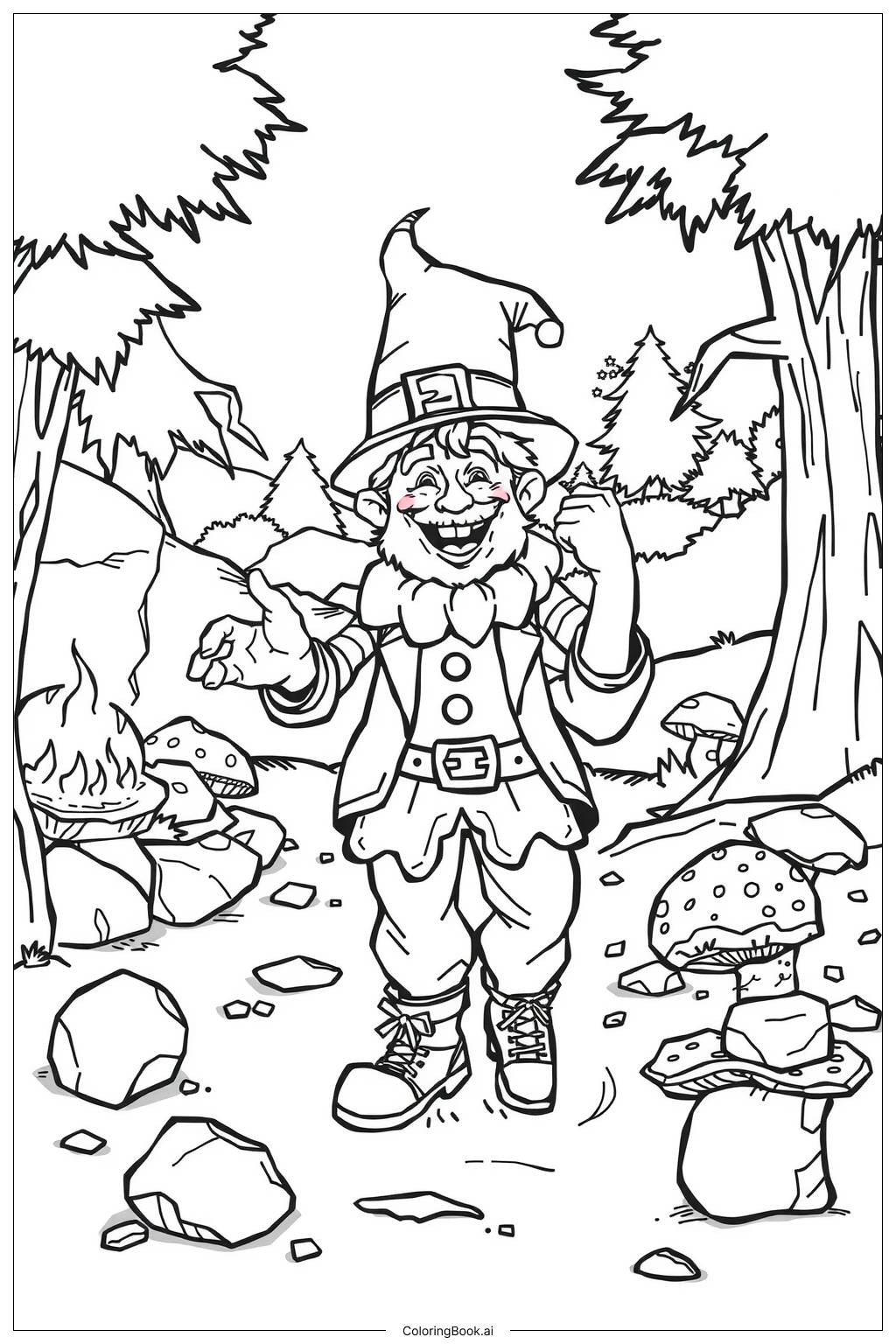  Leprechaun telling stories by the fire-2 Coloring Page 