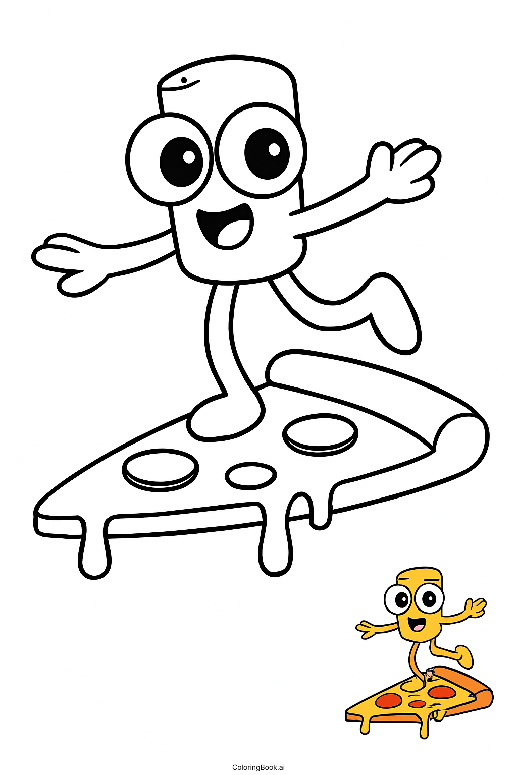  Sticky Lankybox Balancing on Pizza Slice Coloring Page 