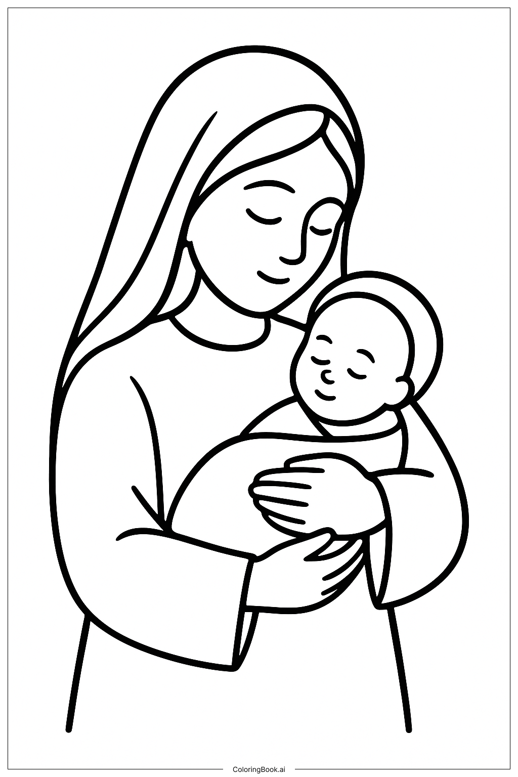 Mary Cradling Baby Nativity