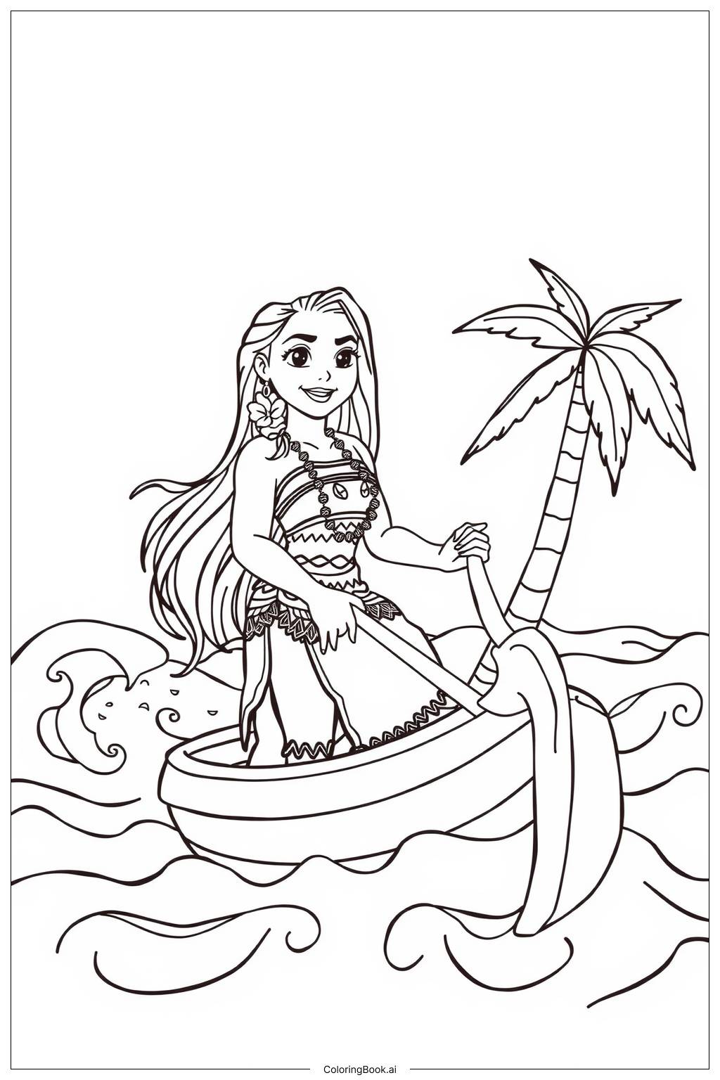  Moana's journey to find herself Coloring Page 