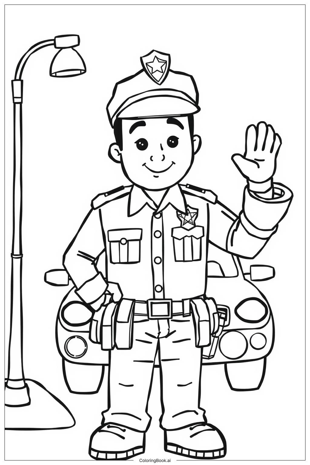  Police Officer with a Badge Coloring Page 