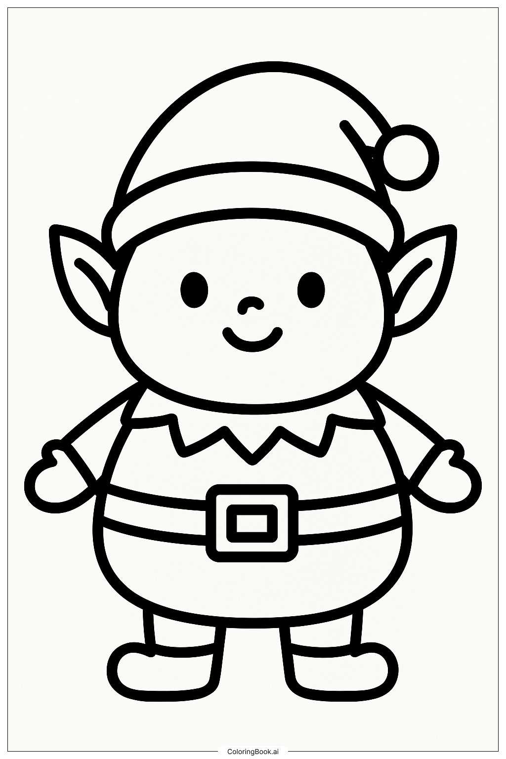  Página para colorir de Um Duende Redondinho e Fofo 