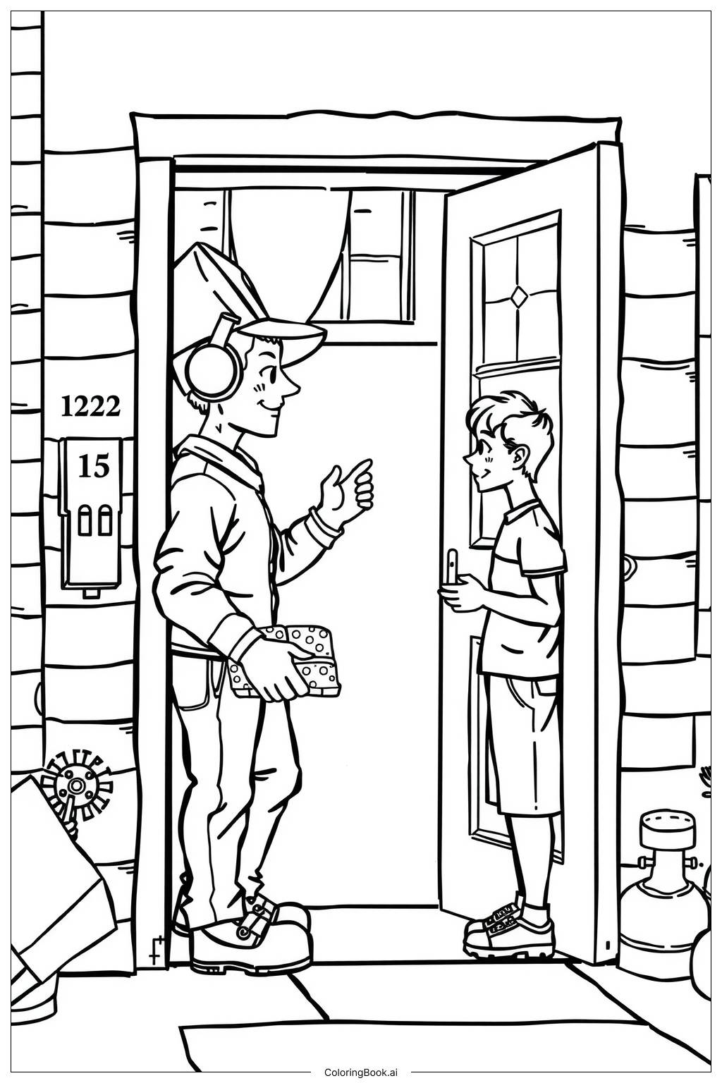  Pizza Delivery at the Door-2 Coloring Page 