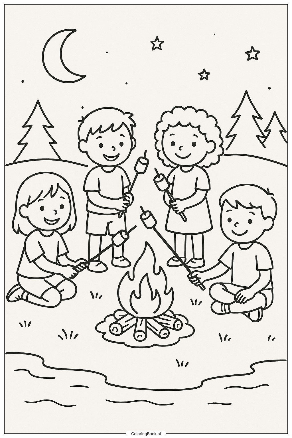  Roasting Marshmallows On A Summer Night Coloring Page 