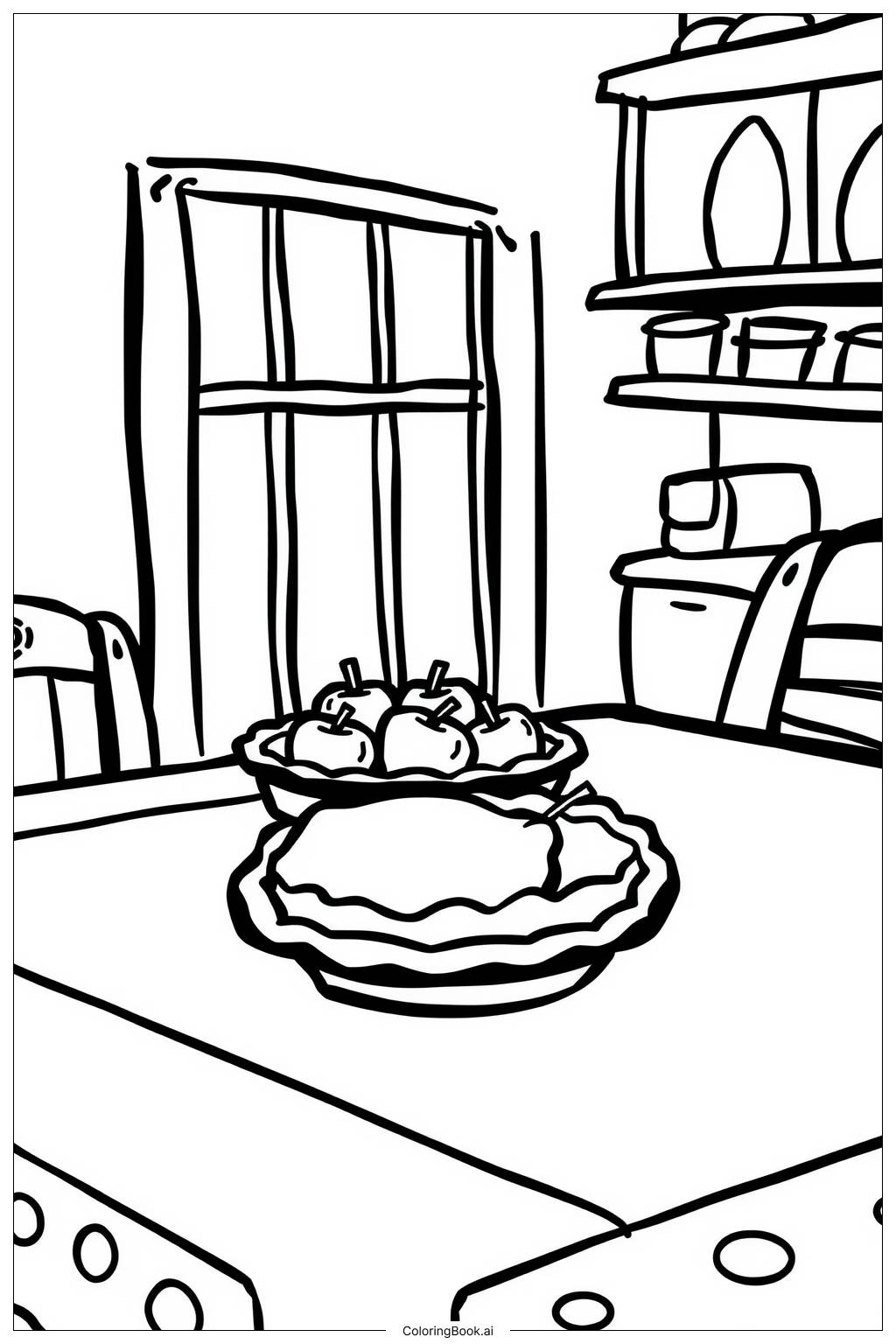  Apple Pie on a Kitchen Table Coloring Page 