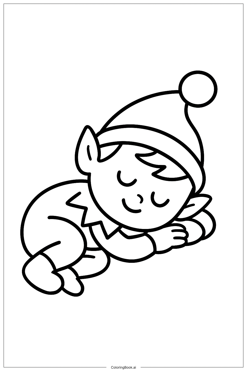  Página para colorir de Elfo Dormindo na Prateleira 