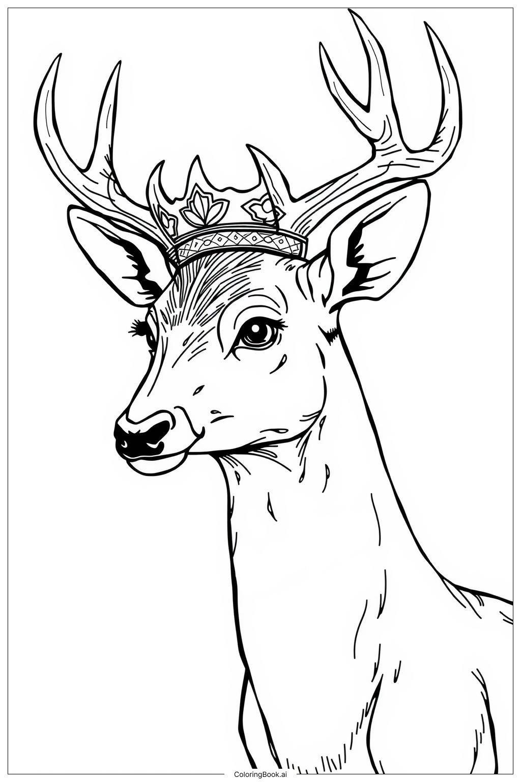  Page de coloriage Portrait de Cerf Majestueux-2 