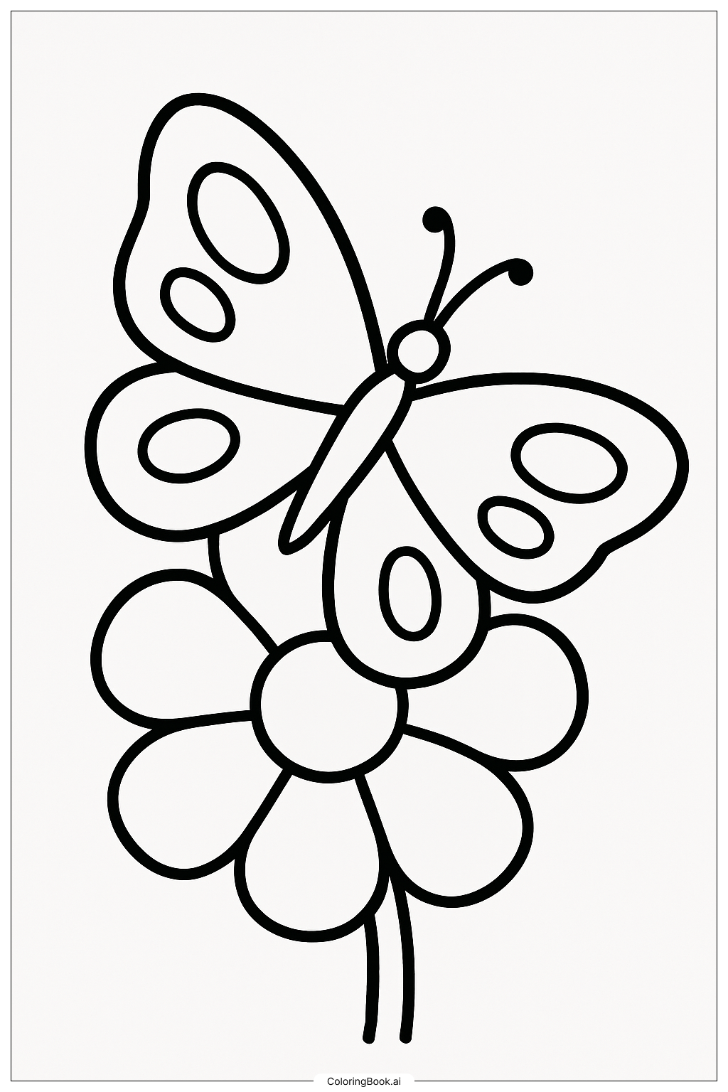 Página para colorir de Uma Borboleta No Jardim de Flores 