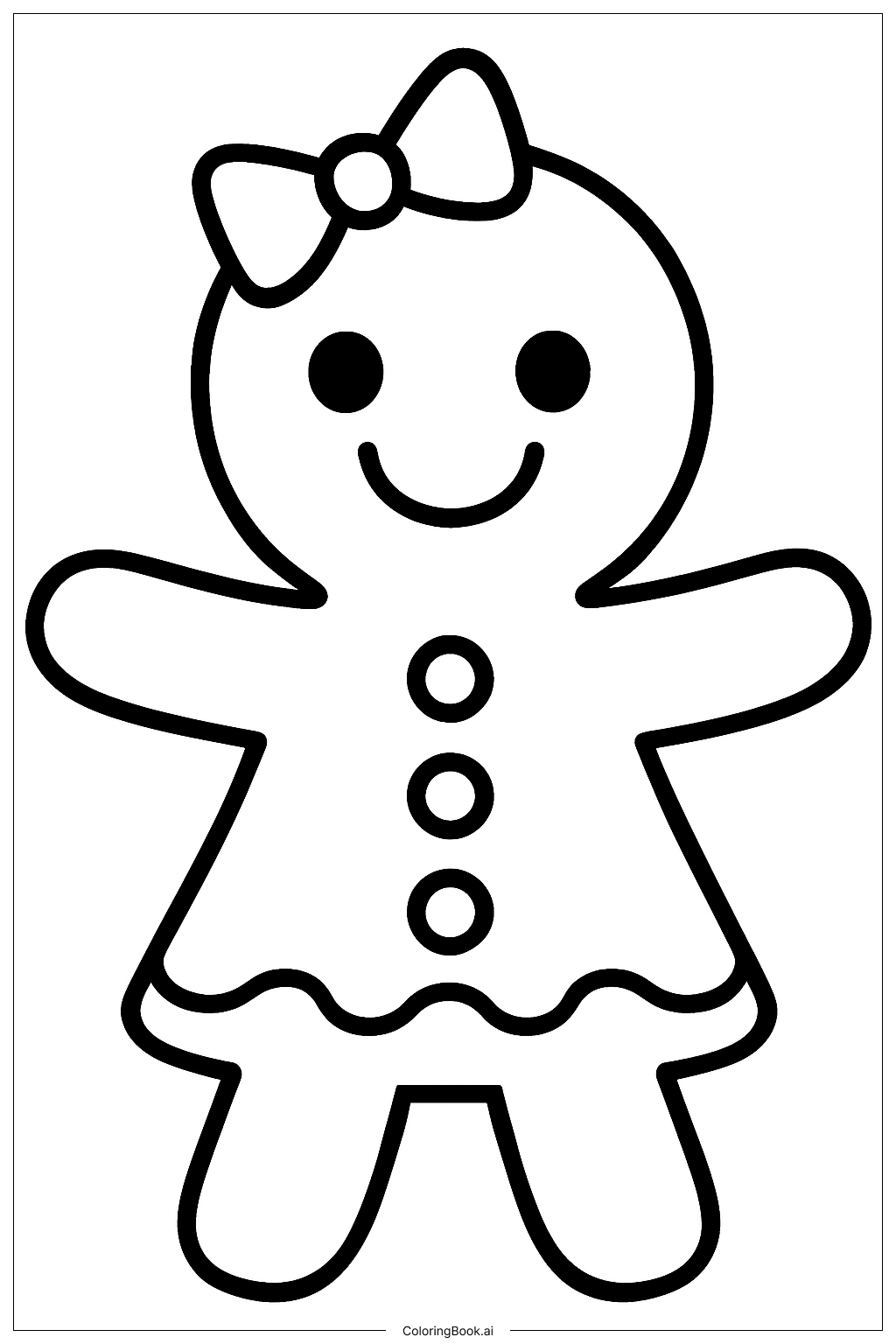  陽気なジンジャーブレッドの女の子の塗り絵ページ 