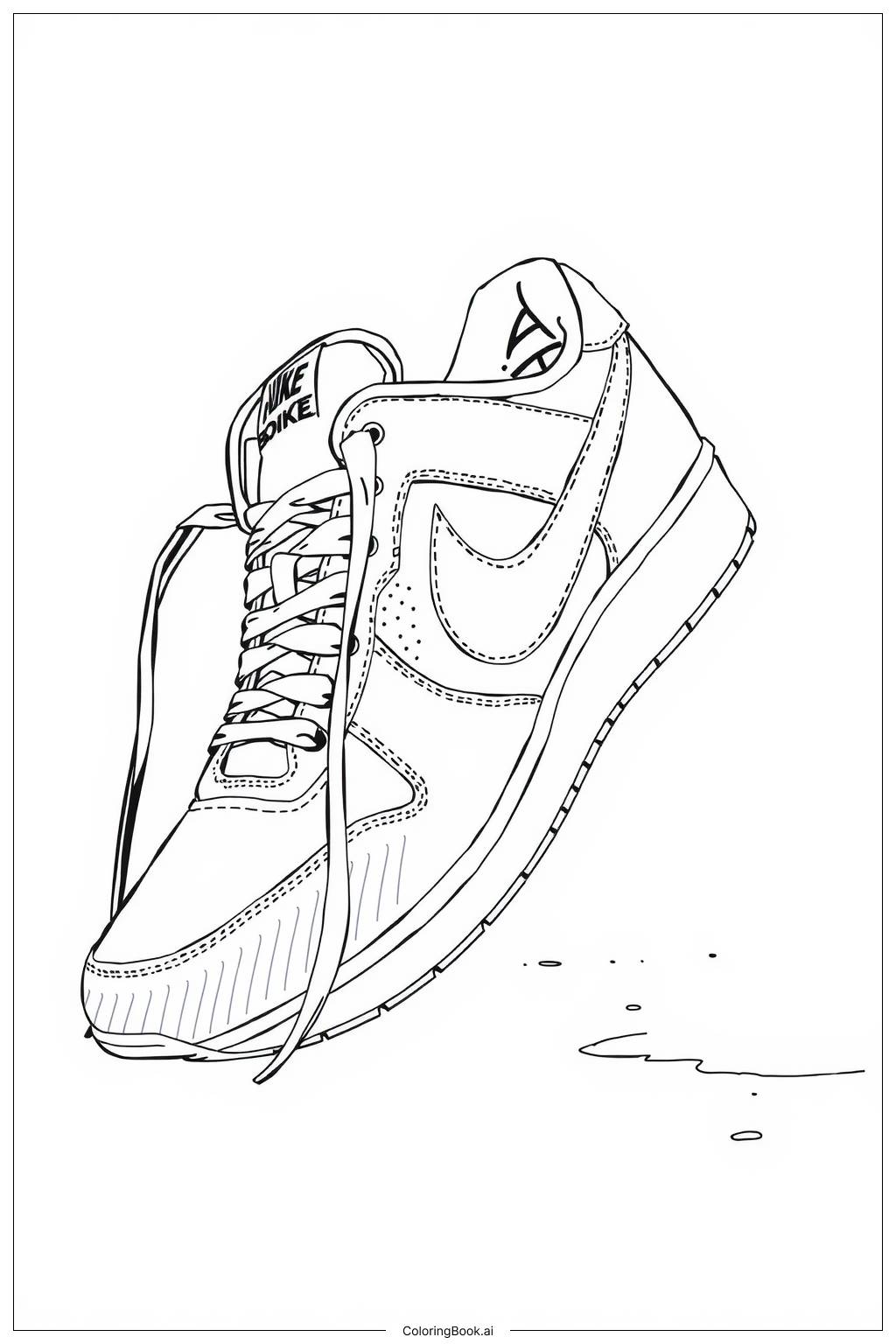  Página para colorir de tênis nike com cadarços desamarrados-2 