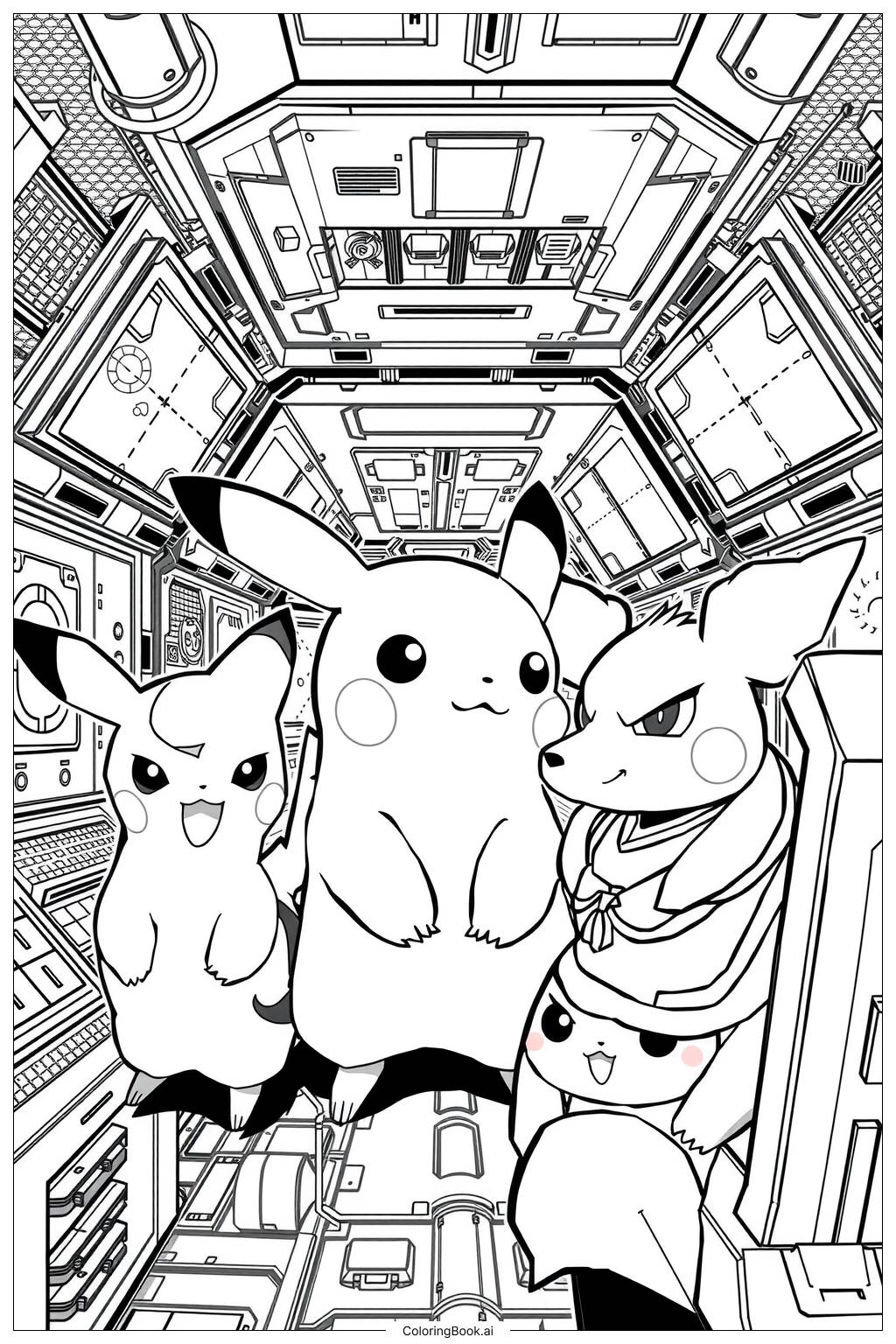  Pikachu Among Us Team Mission Coloring Page 