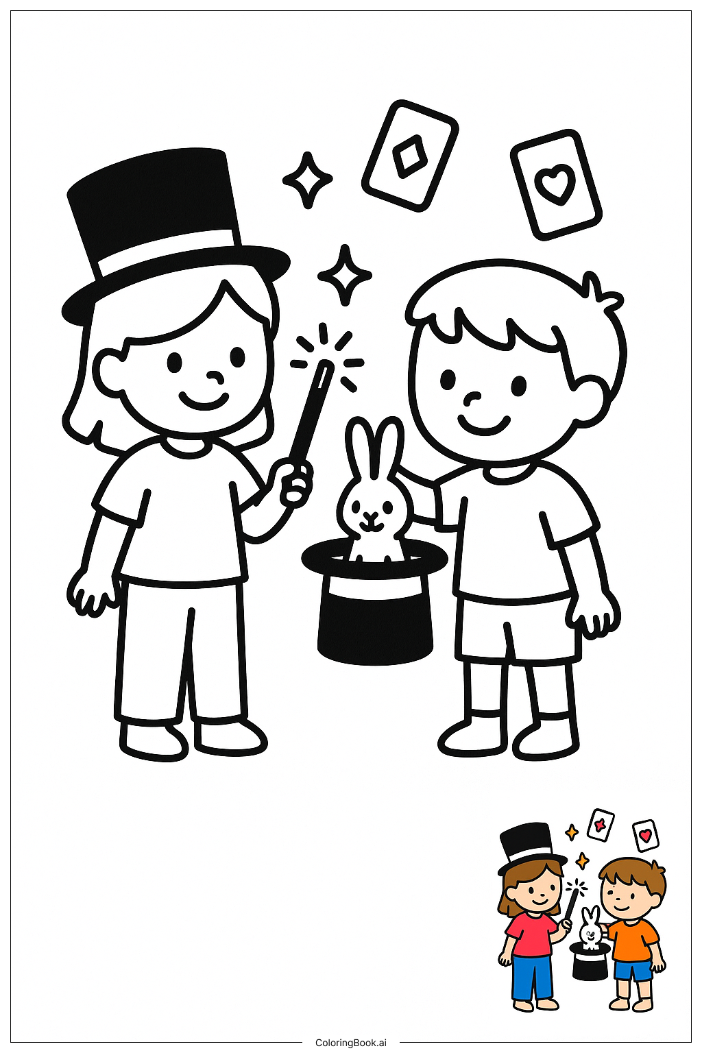  Friends Performing Magic Tricks著色頁 