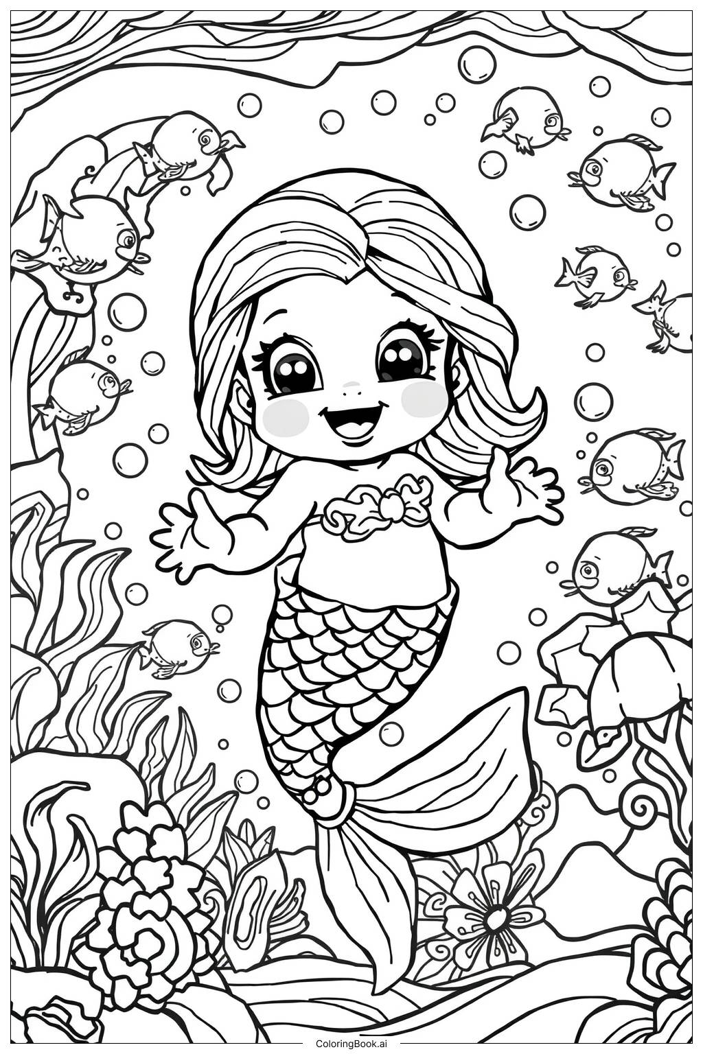  Página para colorear de Bebé Sirena Splash 