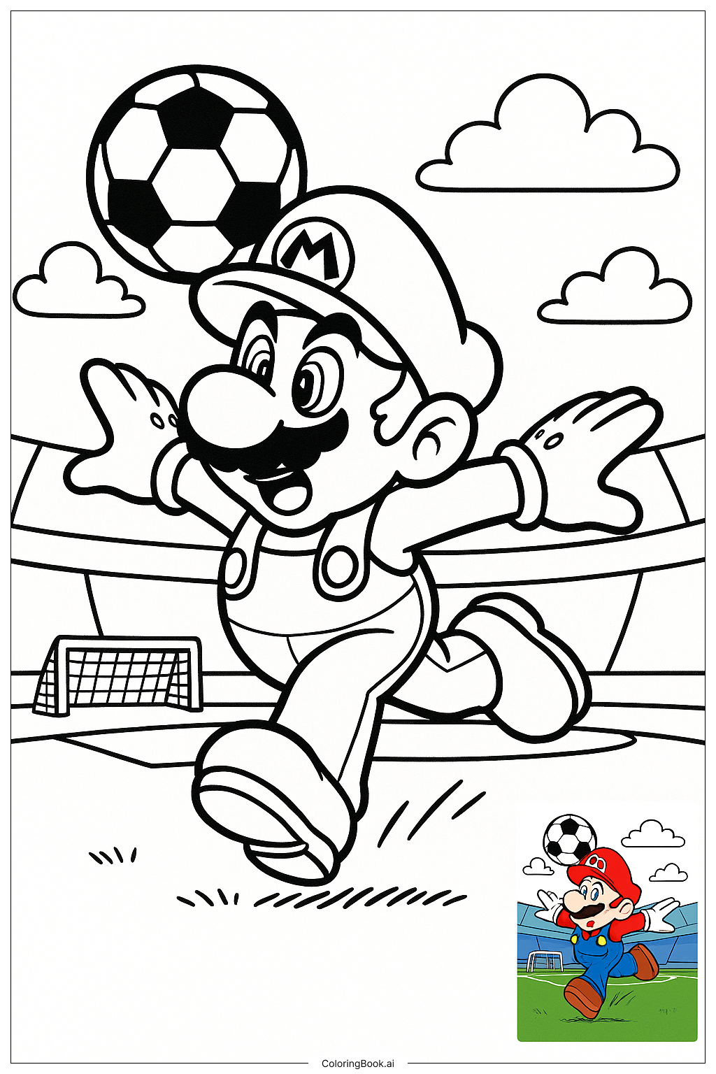  Page de coloriage Mario Sautant Pour le Football En-tête 