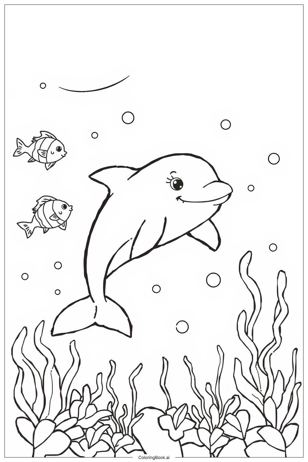  Page de coloriage Bébé dauphin 