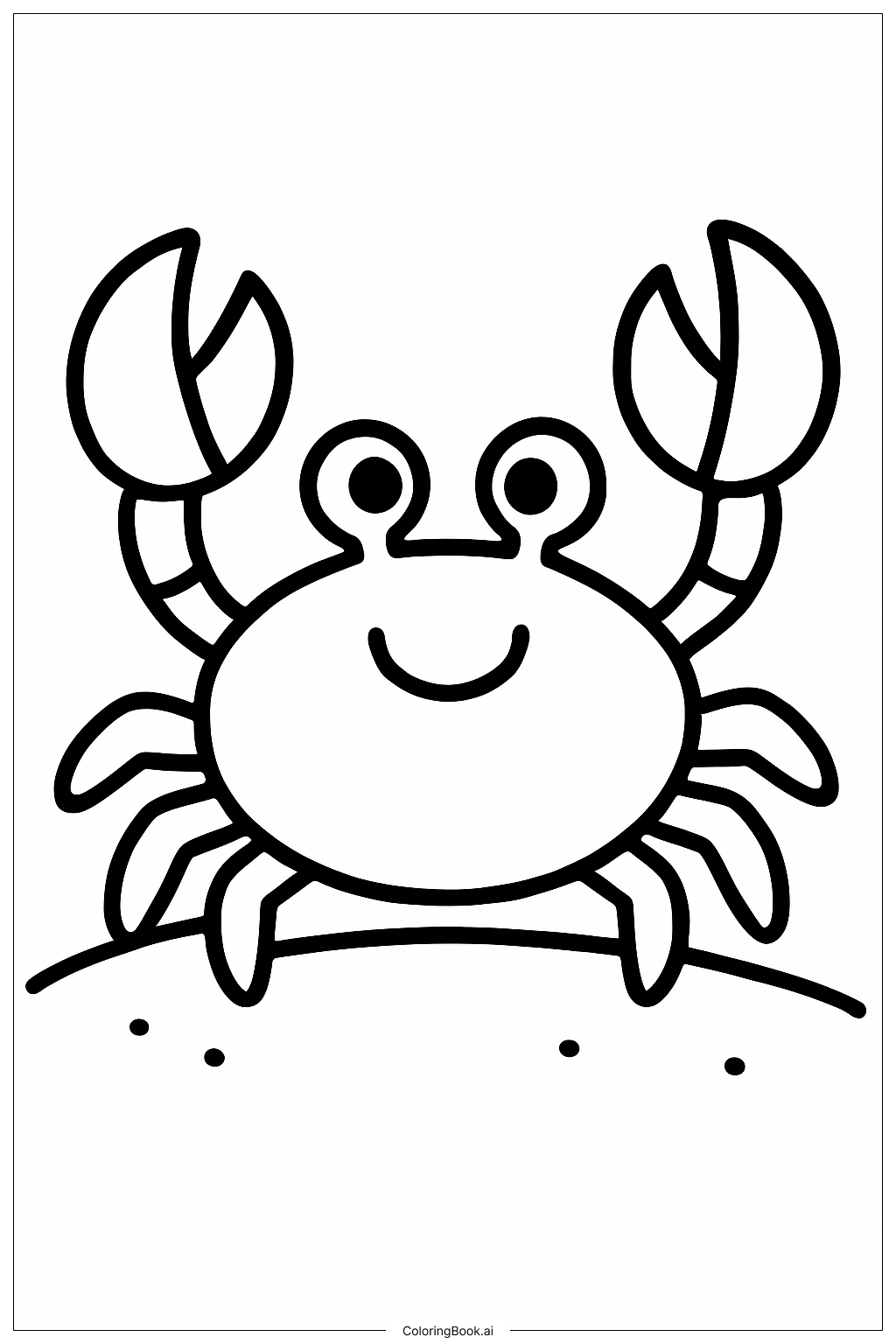  沙滩上的友好海蟹填色页 