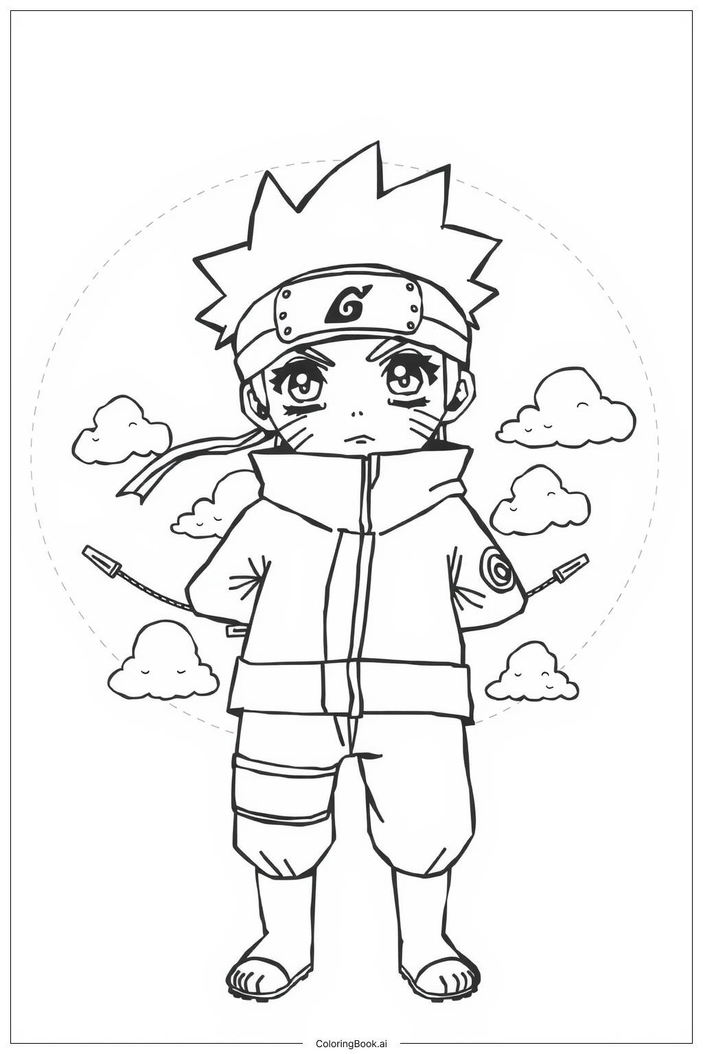  Página para colorir de Naruto com a Raposa de Nove Caudas 