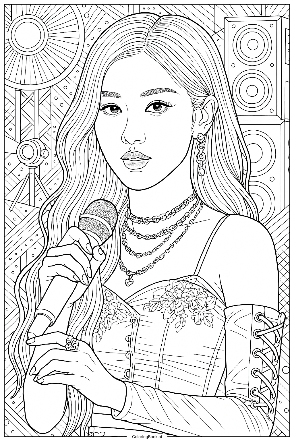  Realistic Portrait Of Blackpink Rosé Coloring Page 