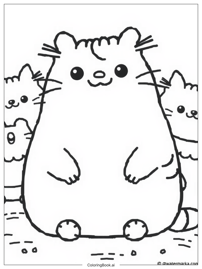  Pusheen With Pizza Slice Coloring Page 