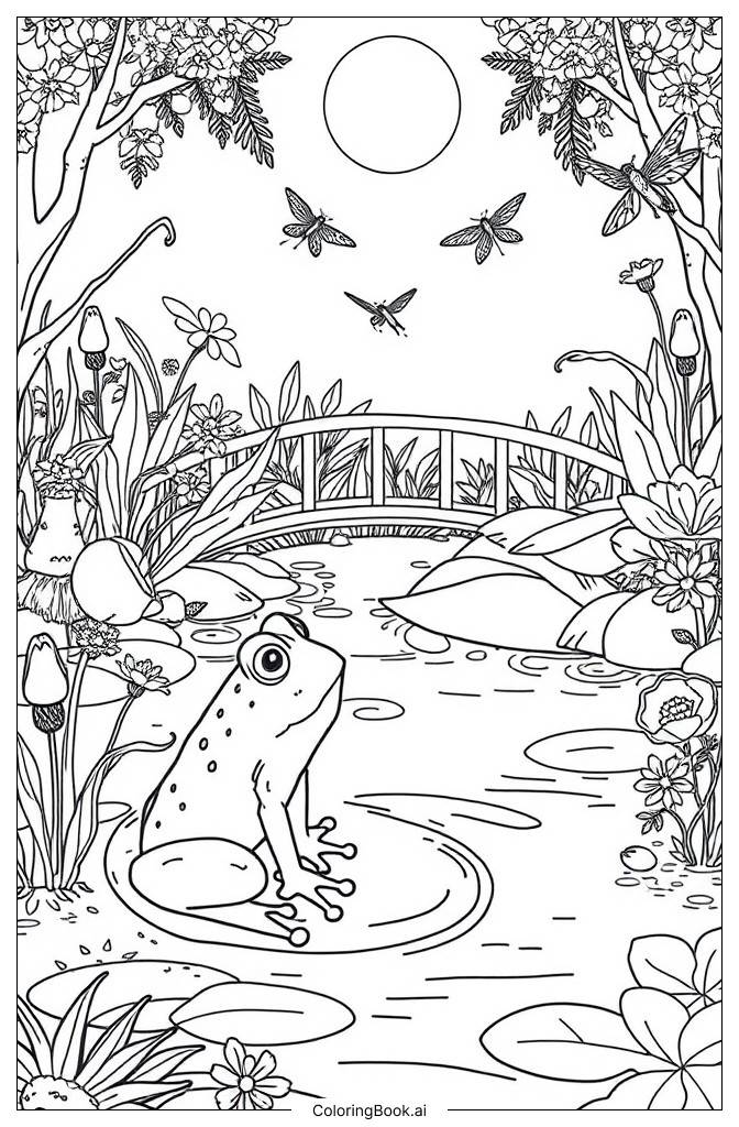  Pond Frog and Toad Coloring Page 