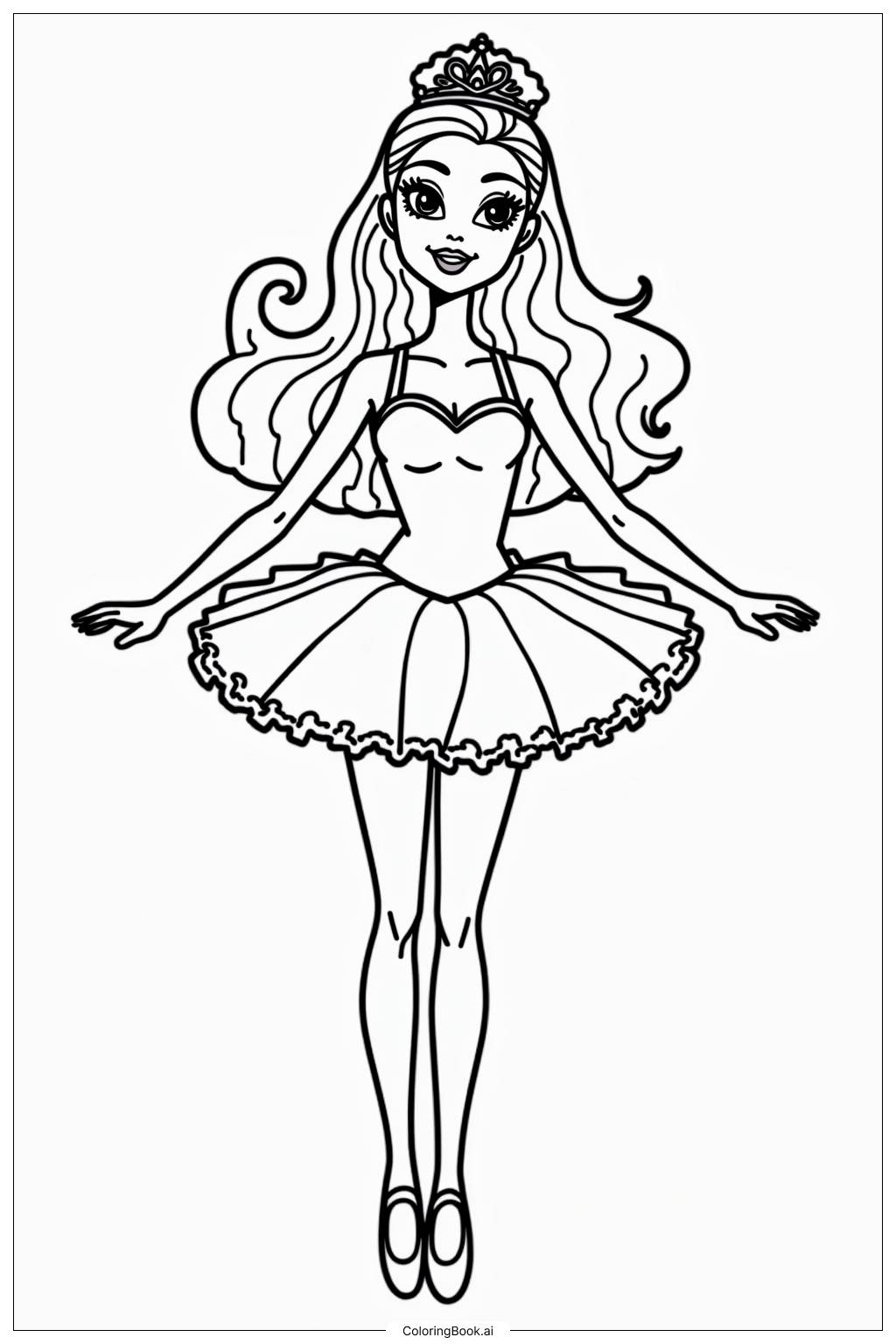  Barbie Ballerina in a Pink Tutu Coloring Page 