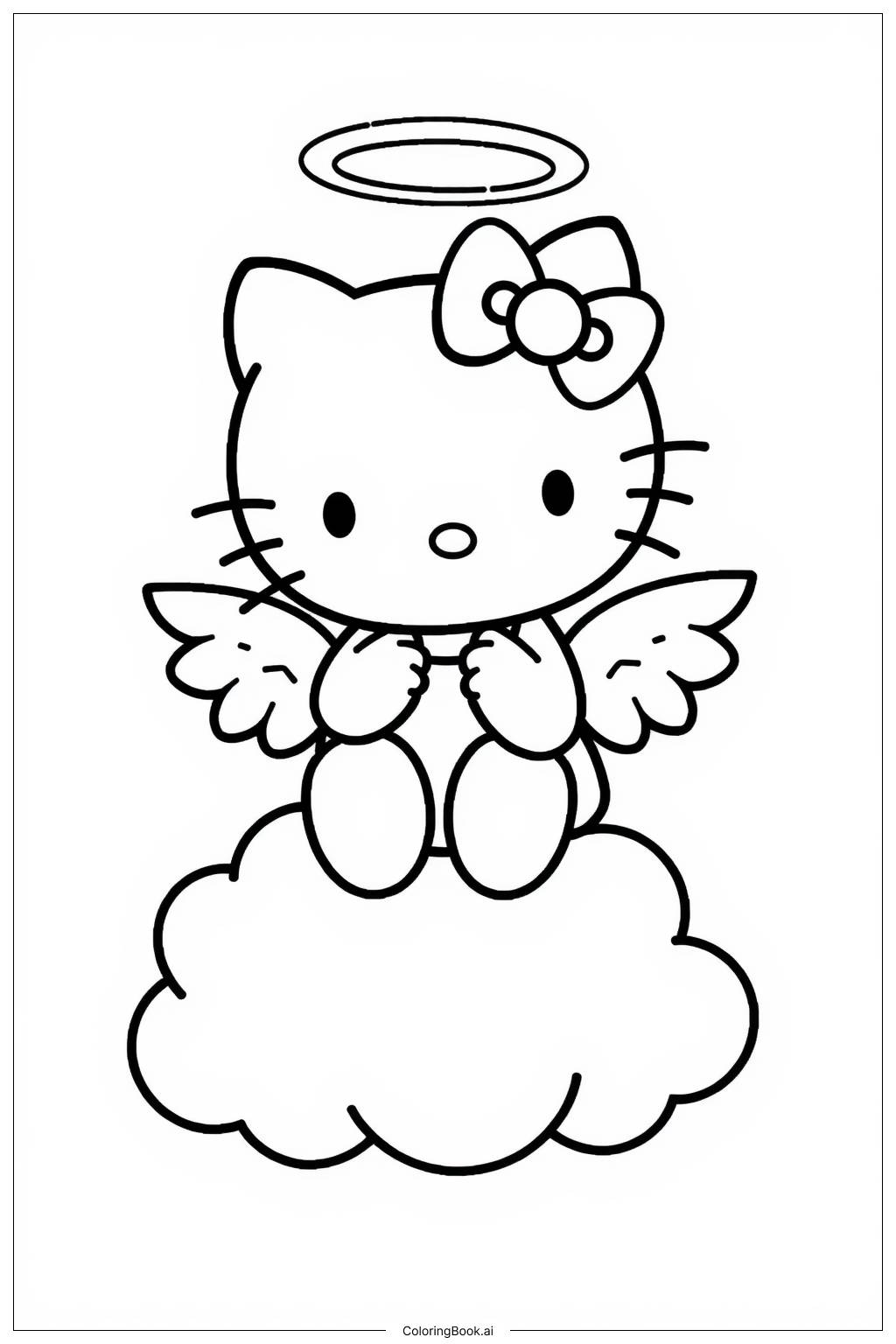  Hello Kitty Angel Cloud Coloring Page 