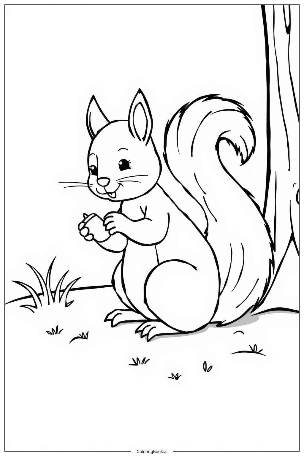  Squirrel Eating a Nut Coloring Page 