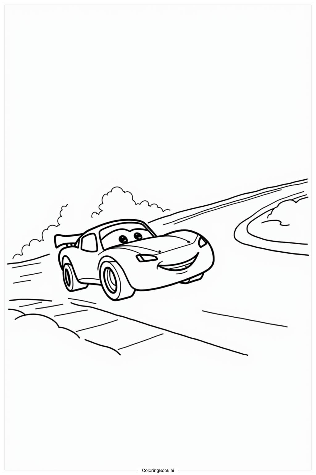  Page de coloriage Lightning McQueen dans une Finition Rouge Éblouissante 