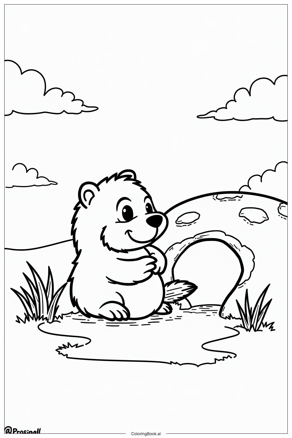  Page de coloriage Prédiction hivernale de la marmotte le jour de la marmotte 