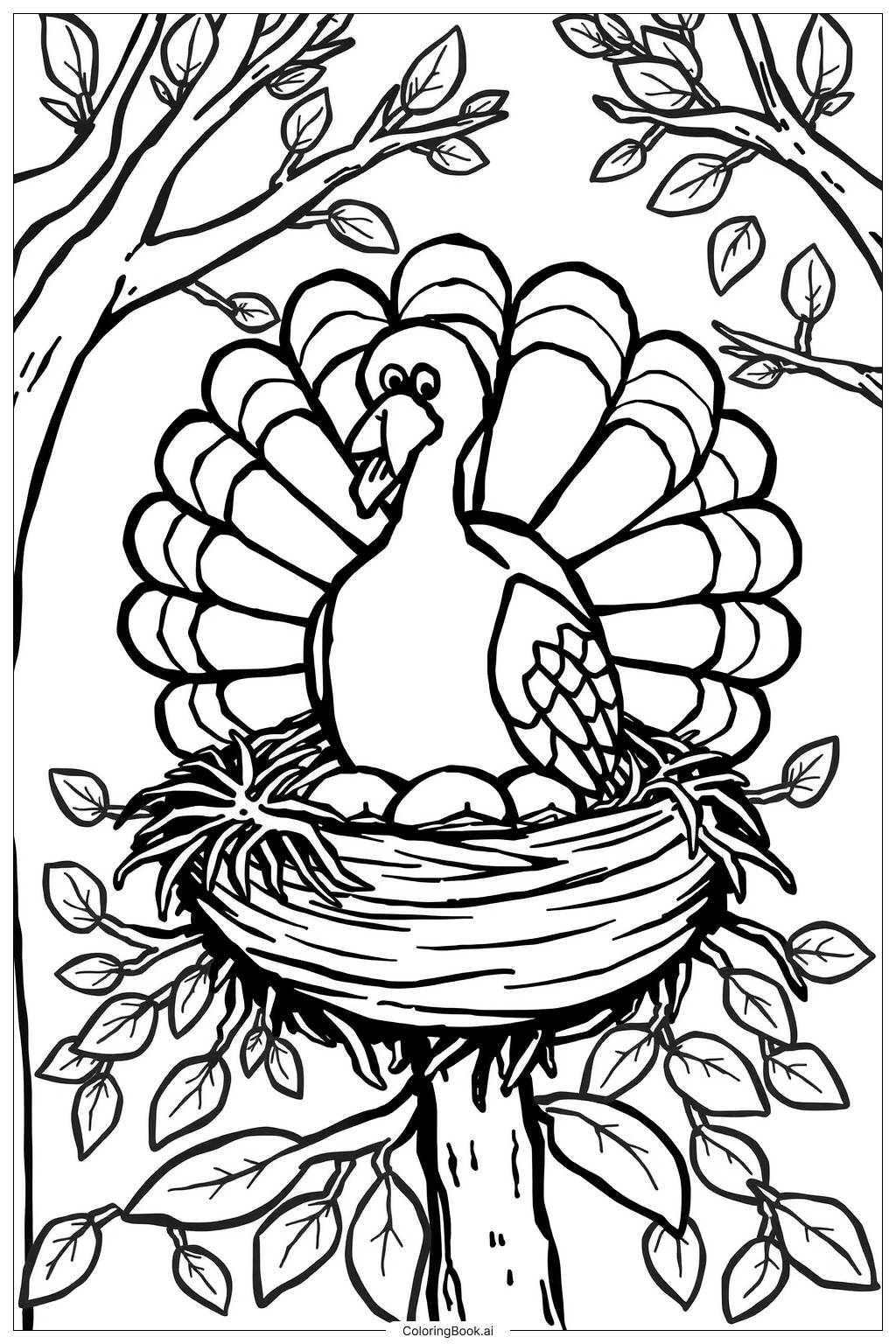  Turkey Making Nest Coloring Page 