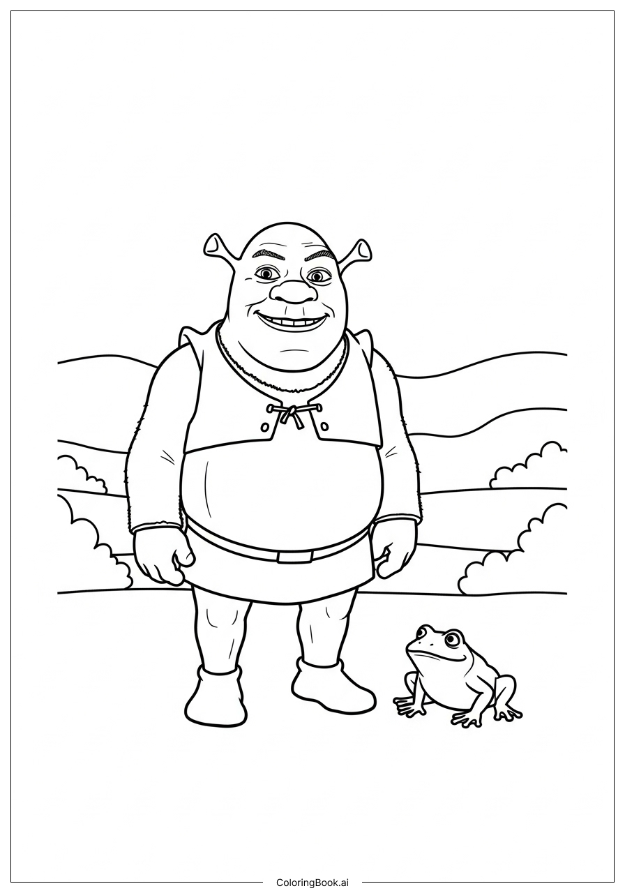 Página para colorear de Shrek en una pose sencilla