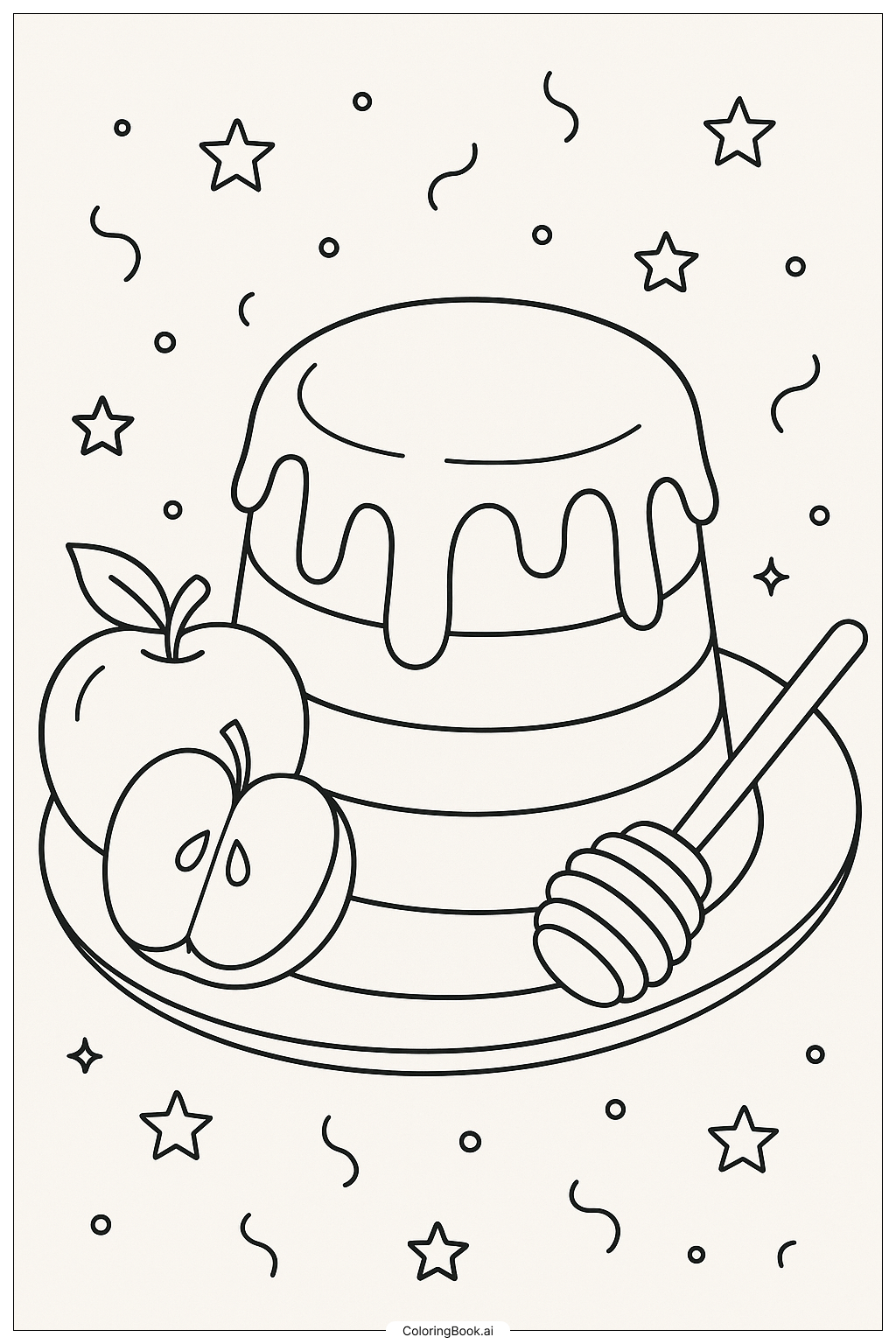  A Beautiful Rosh Hashanah Honey Cake著色頁 