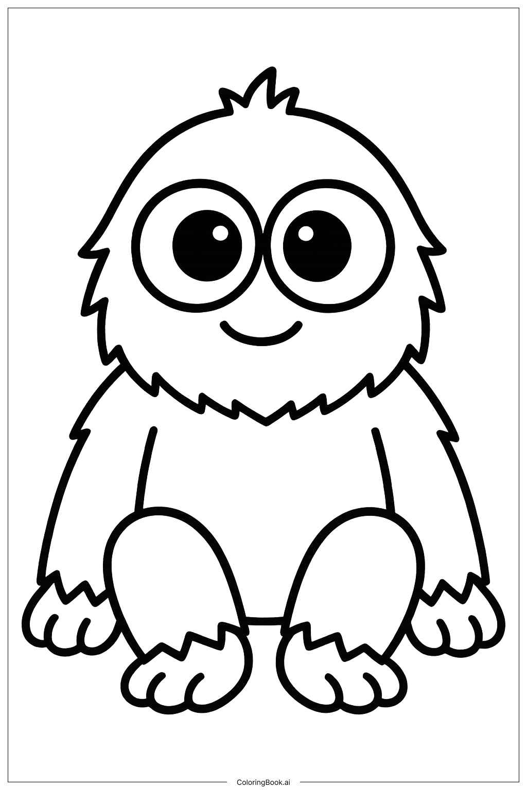  Page de coloriage Yéti aux grands yeux globuleux 