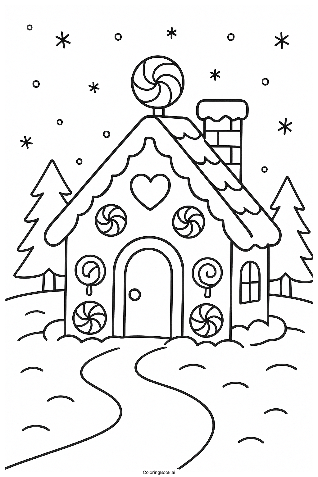 Gingerbread House In A Snowy Scene