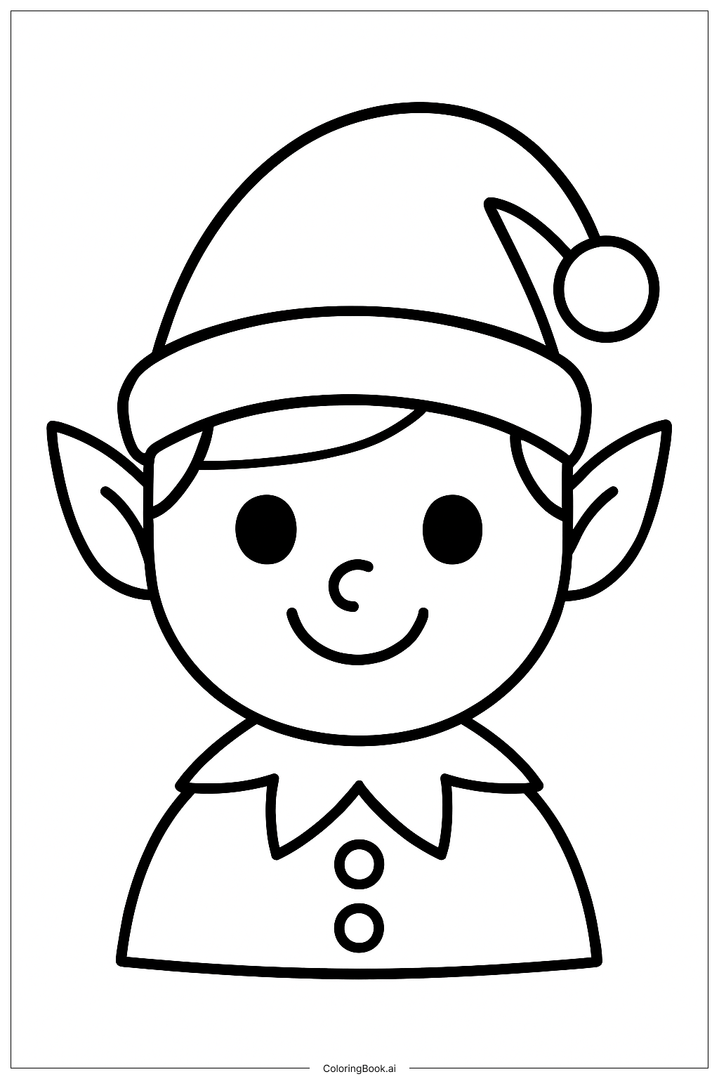  Cute Christmas Elf Portrait填色页 