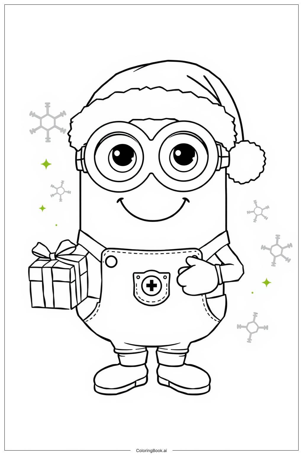  cute minion wearing a santa hat Coloring Page 