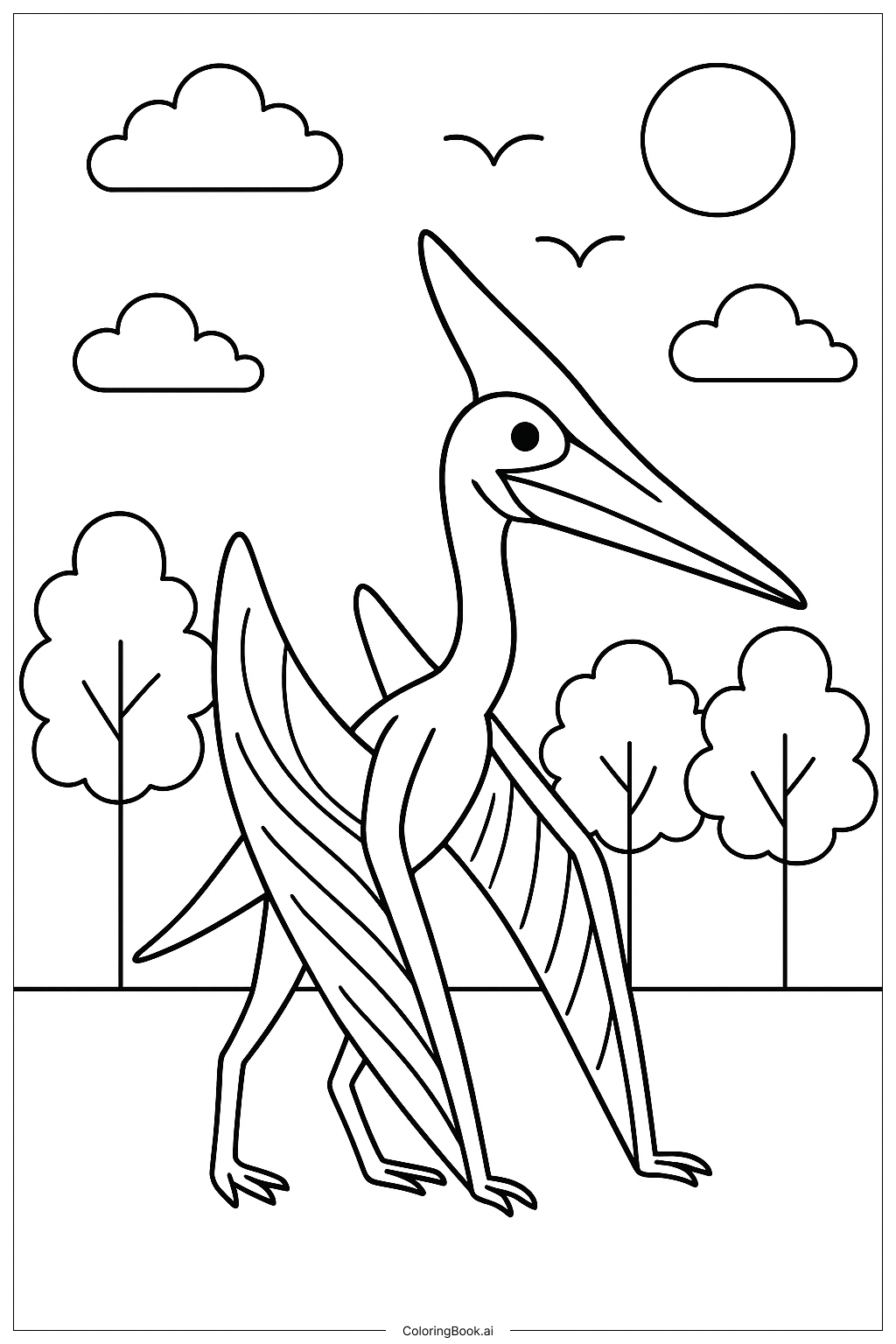 Página para colorir de Um Quetzalcoatlus com Asas Detalhadas 