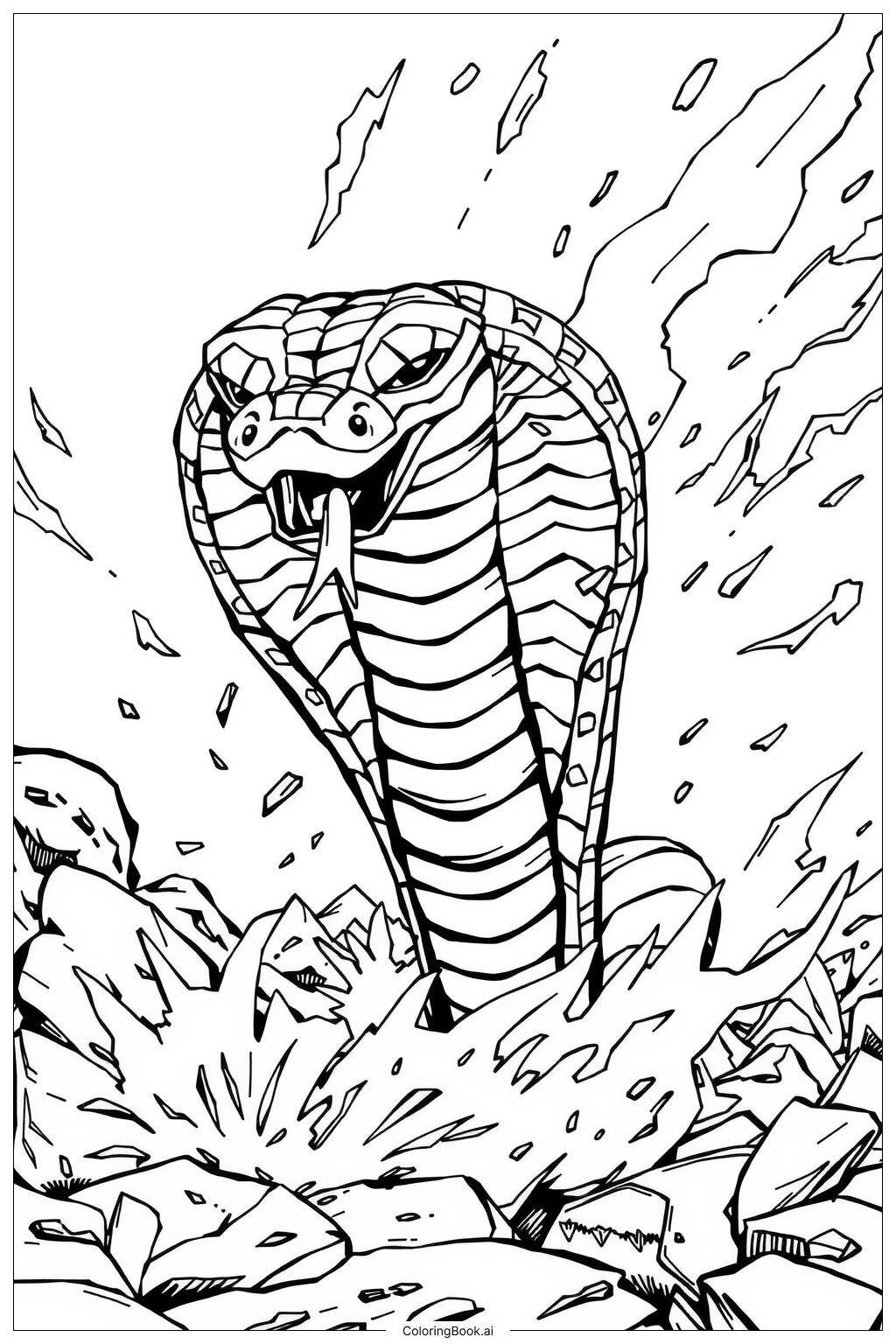  Page de coloriage Bataille de Serpent Cobra Royal-2 