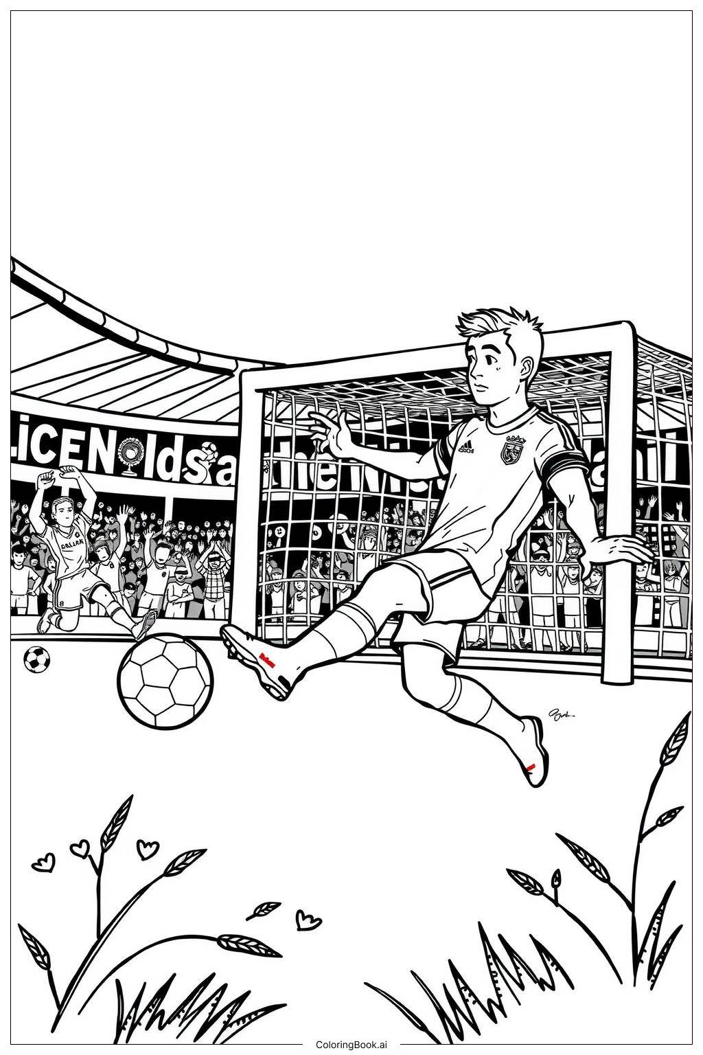  Ronaldo Scoring a Penalty in a Tense Match Coloring Page 