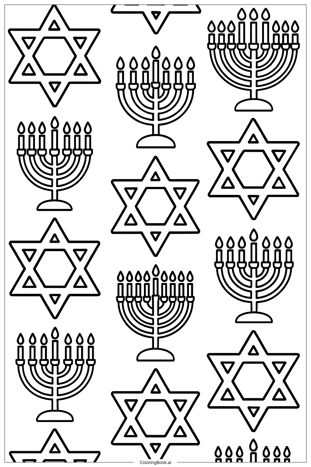  Hanukkah Star Of David Pattern Coloring Page 