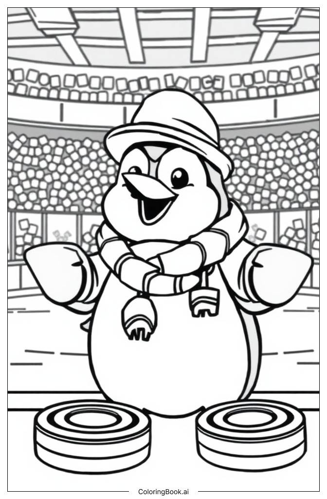  Página para colorear de Pingüinos de invierno de Pittsburgh animando 