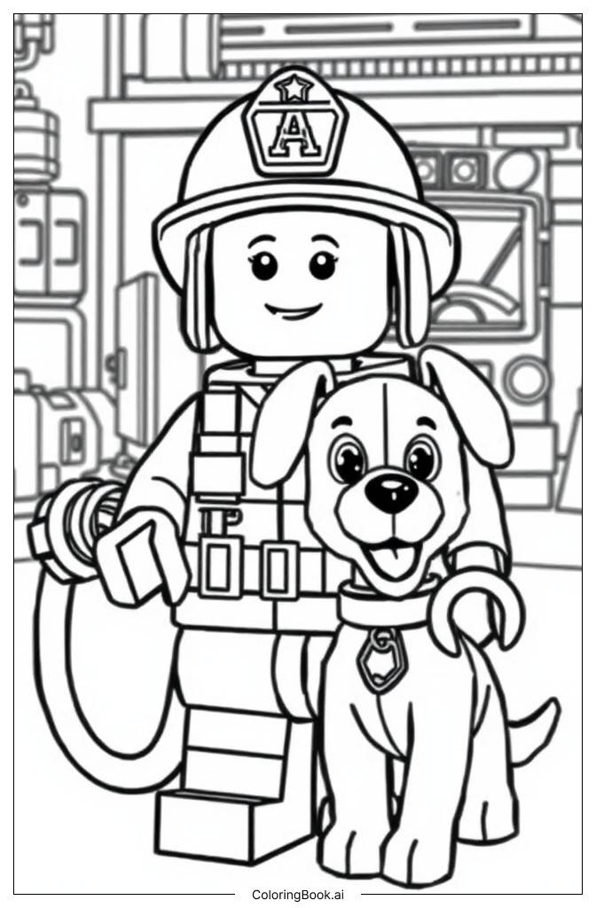  Lego Fire Station Emergency Rescue Coloring Page 