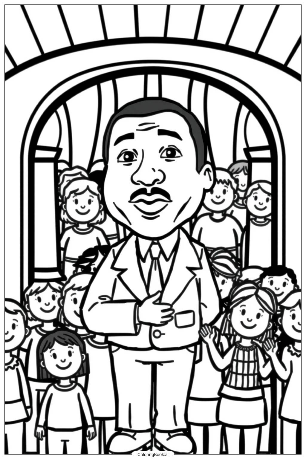  Page de coloriage Martin Luther King Marchant pour les droits civiques 