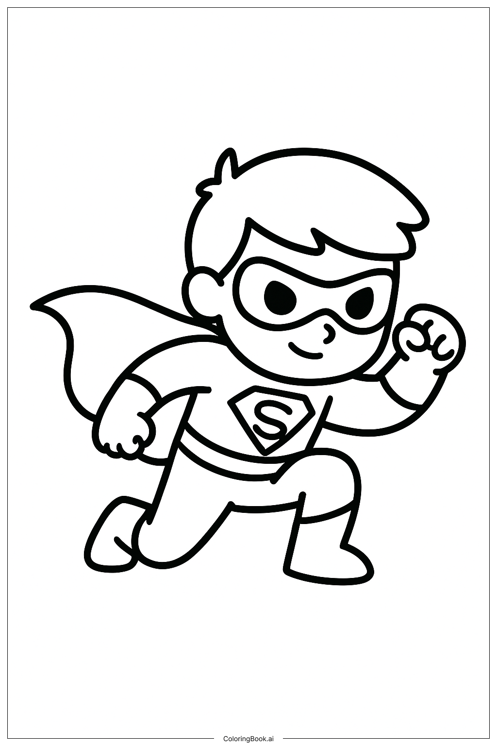 Superheld bei der Landung auf dem Boden Ausmalseite